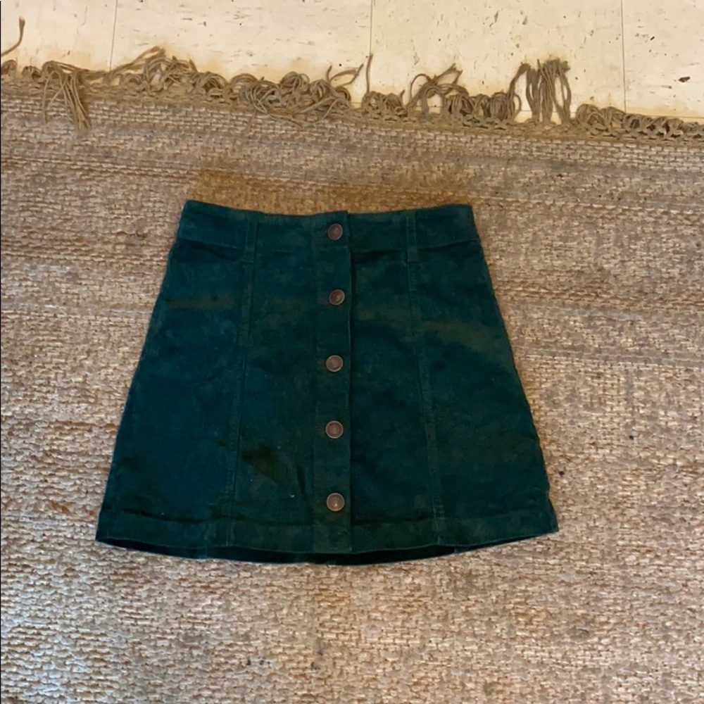 green suede ribbed skirt